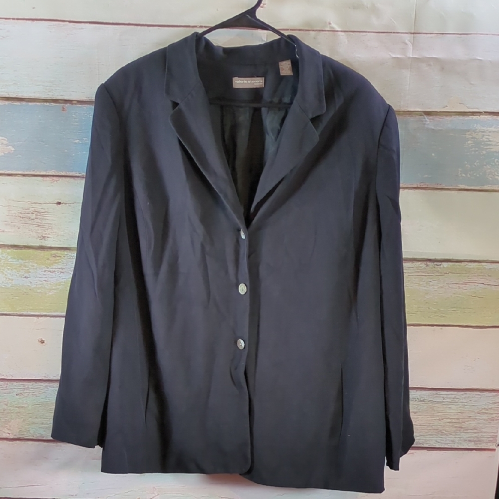 Valerie Stevens Black Blazer Elegant Suit Jacket